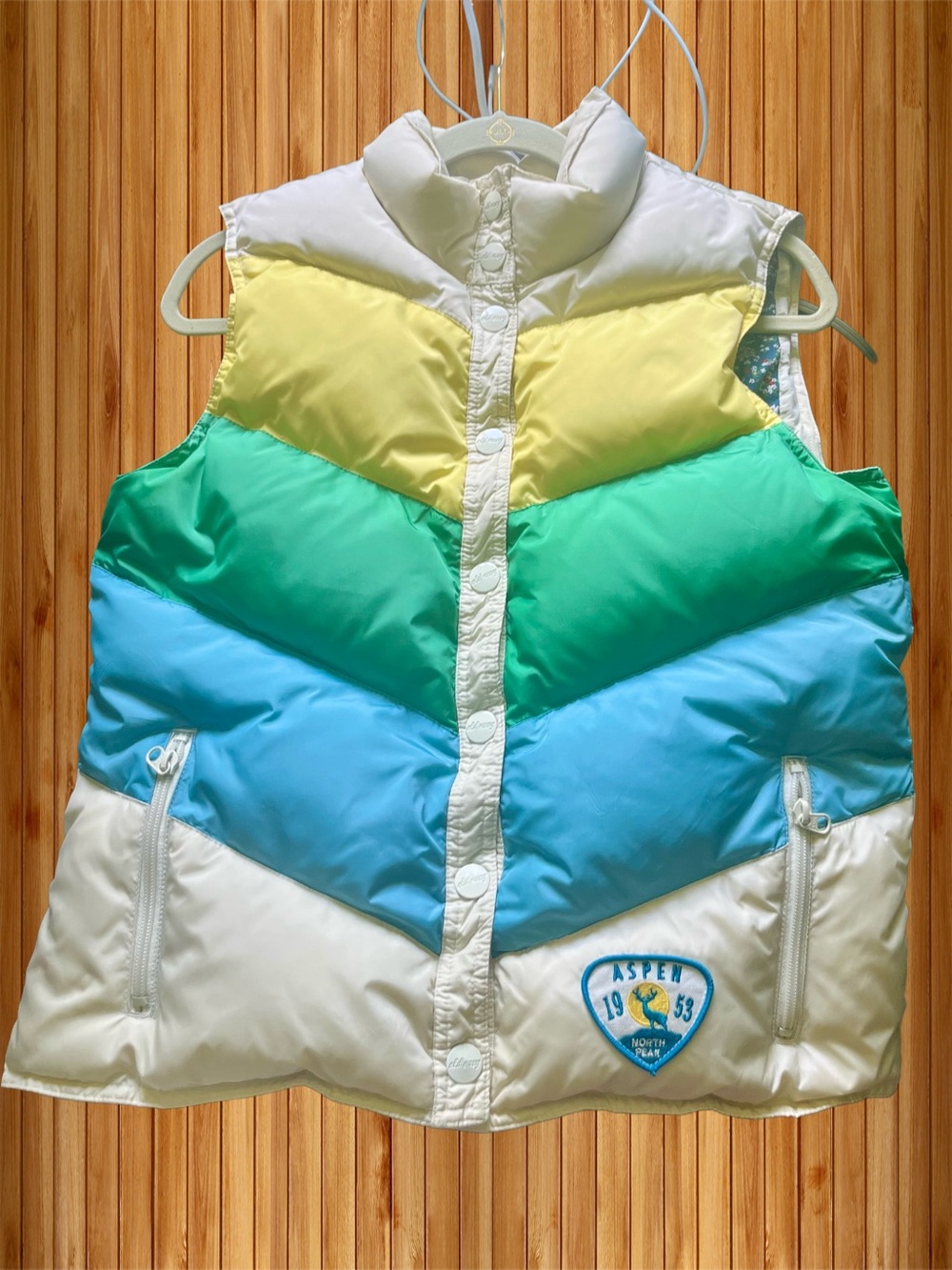EUC Old Navy Vintage Retro Colorblock Puffer Vest Size L - Picture 3 of 16